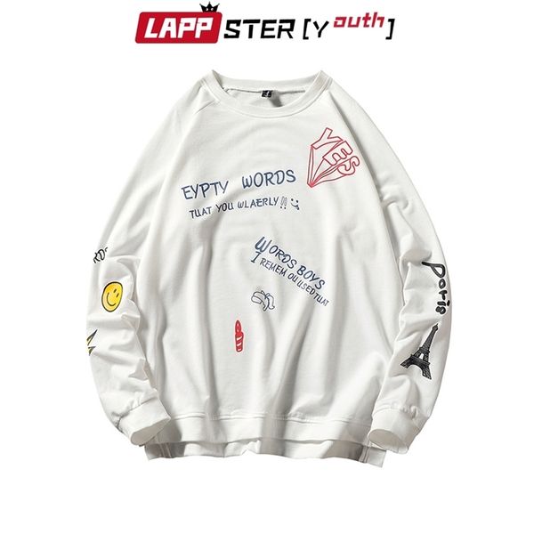 

lappster men funny japanese sweatshirts streetwear hip hop o-neck hoodies fashions autumn print white hoodie plus size ins 210420, Black