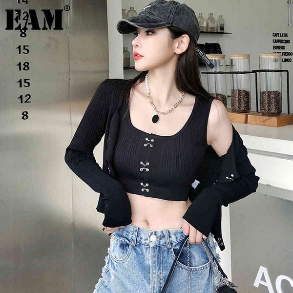 

[eam] women black slim pleated ealstic tank suit v-collar sleeveless personality fashion spring summer 1dd7497 21512, White