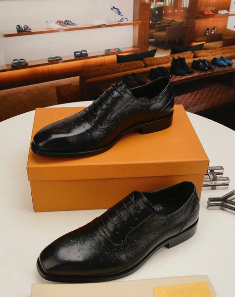 

luxury brand mens oxfords shoes business party wedding dress square heel real leather office walk new rubber wear lace up boots size 38-45, Black