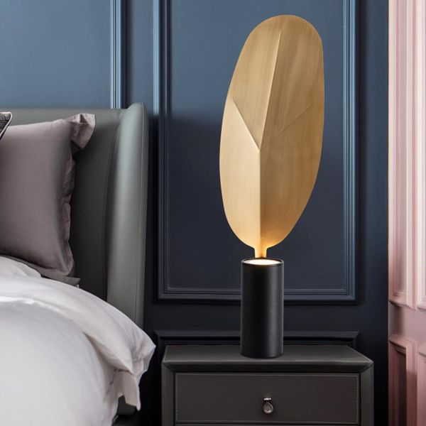 

table lamps nordic stainless steel led lamp post-modern leaf shape creative bedroom bedside reading light living room study desk