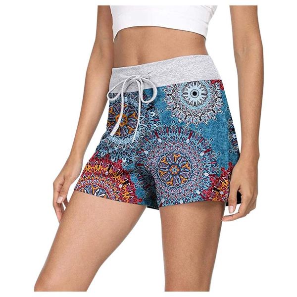 

35# leggings women's sports short drawstring seamless printed legging casual pants elastic summer women clothing leggins mujer, Black