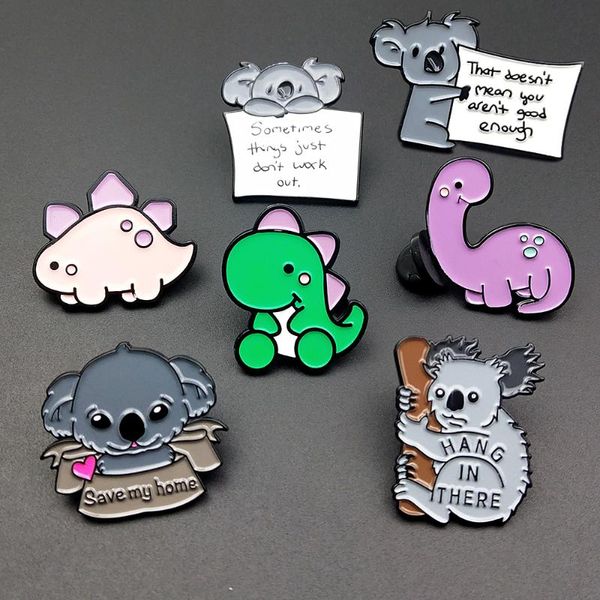

pins, brooches cute koala animal enamel pins badges bags metal pin gifts for friends jewelry brooch diy clothes backpack hats, Gray