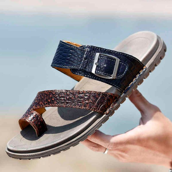 

dress shoes summer genuine leather sandals men fashion brand quality gladiator beach slippers zapatillas hombre casual, Black