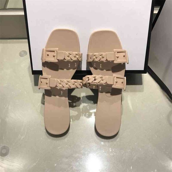 

waidan g flip flop non slip versatile women sandals beach shoes chain, Black