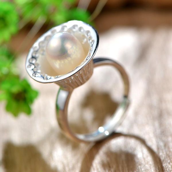 

wedding rings 925 silver original cake korean freshwater pearl ring, Slivery;golden