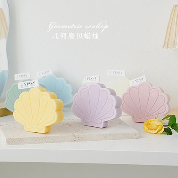 

candles 1pcs ins geometric scallop scented candle 6.5*8*2cm macarone creative shooting props for home decoration