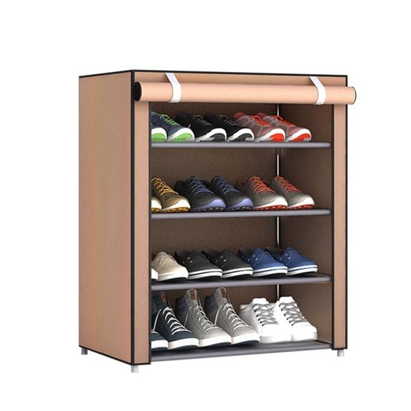 

clothing & wardrobe storage dustproof non-woven fabric shoes rack organizer home bedroom dormitory shoe racks shelf cabinet 4-layers khaki