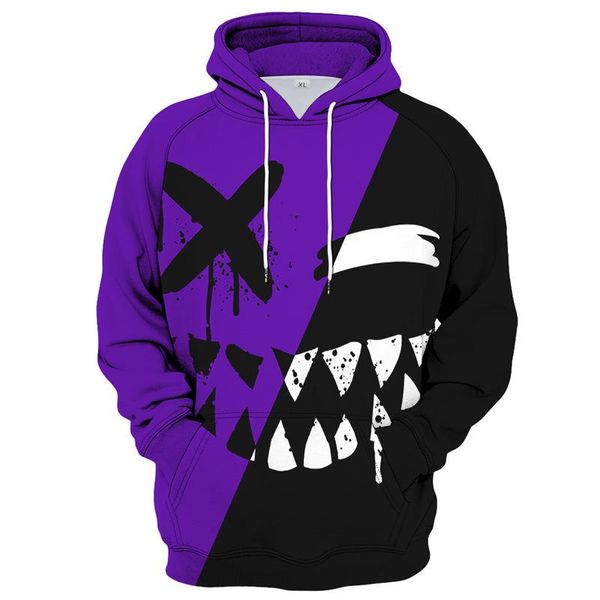 

men's hoodies & sweatshirts autumn and winter plus size hoodie halloween horror skull 3d printed pullover women's casual fashion, Black