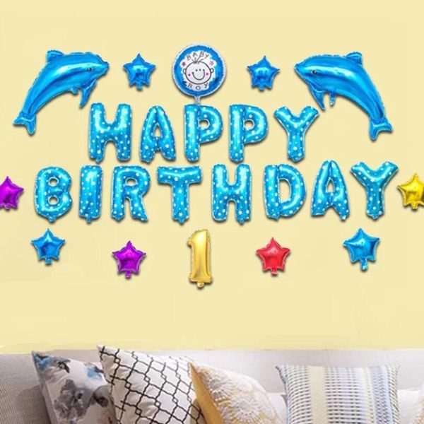 

party decoration supplies sea life world theme dolphins aluminum film balloon set for kids birthday deco home