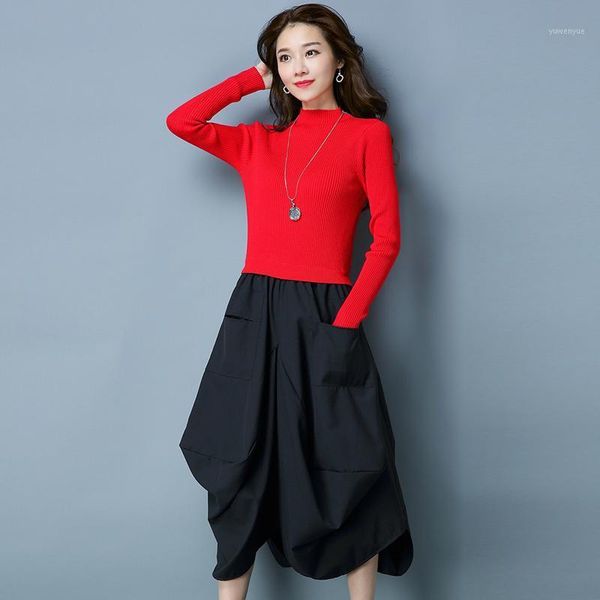 

casual dresses 2021 autumn winter dress women style plus size cotton fleece thickening turtleneck long-sleeve loose robe 0919-121, Black;gray