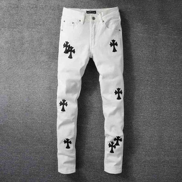 

crosin 2021 new fashion brand cross white men's jeans 720, Black