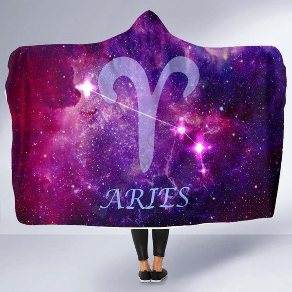 

blankets custon aries zodiac 3d printed wearable blanket adults for kids various types hooded fleece 02