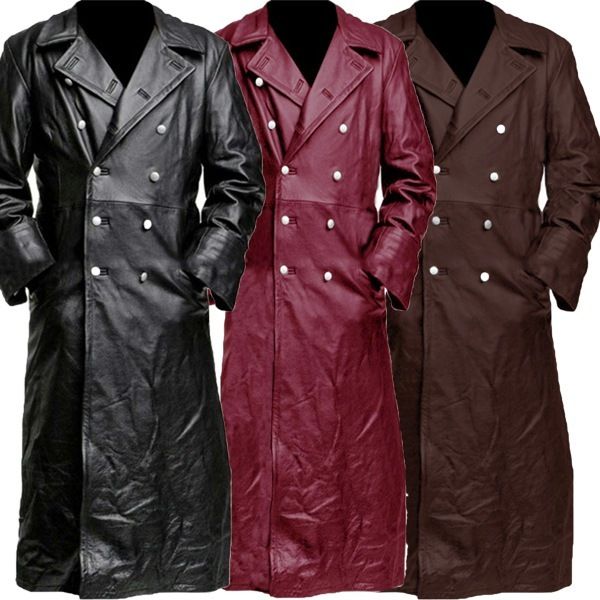 

Fashion Leather Autumn and Winter Men's Medieval Coat in 2021, Brown