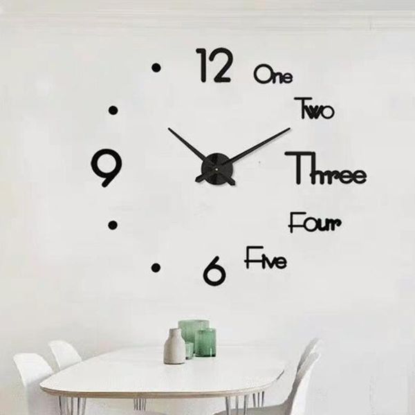 

desk & table clocks modern watch acrylic 3d wall clock stickers kitchen quartz needle home decoration living room silent antique round