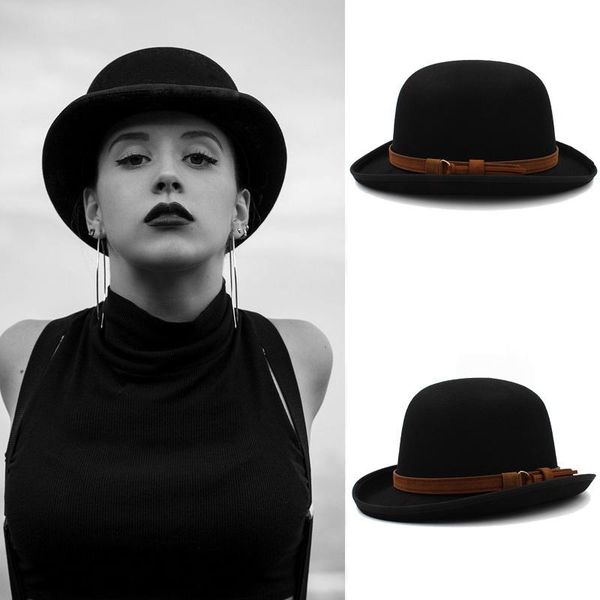 

wide brim hats woolen hat with oval and hard for men women, Blue;gray