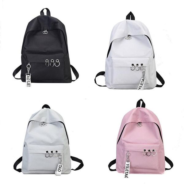 

backpack simple casual solid color shoulder computer bag men and women canvas college style school
