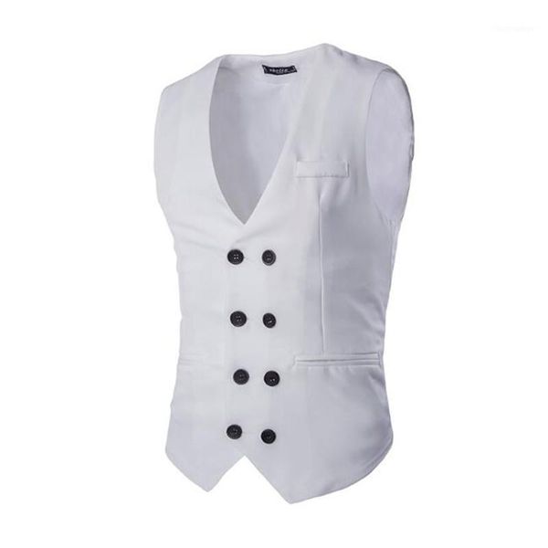 

men's vests european and american vest black white double-breasted slim suit