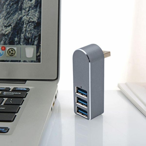 

hubs aluminum alloy mini 3 port usb 3.0 hub rotary splitter adapter for pc lapdrop