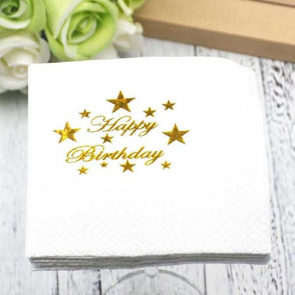 

packaging dinner service 5pcs gold happy birthday party paper napkins decoration kids baby shower decoupage decor just married z1106