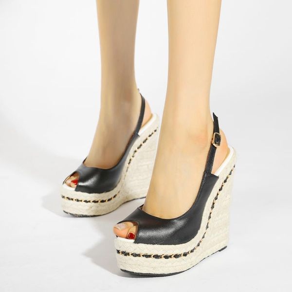 

dress shoes 2021 sandals high heels female shoe clogs wedge large size espadrilles platform high-heeled girls comfort fashion thick spri, Black