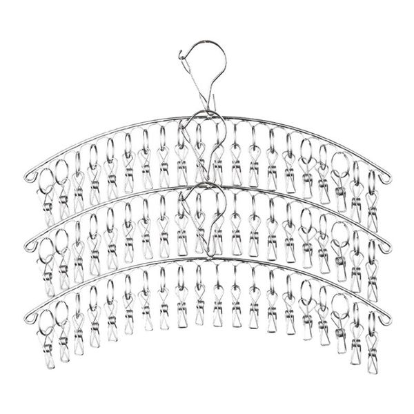 

hangers & racks stainless steel clothes drying rack,laundry hanger(with 20 clips),for socks,bra,towels,underwear,3 pack