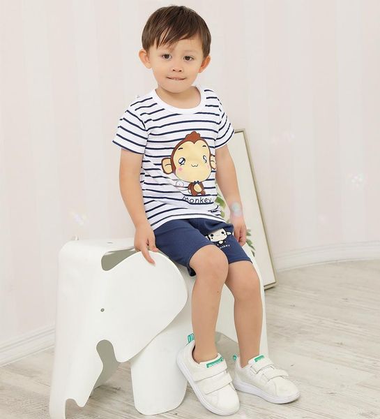 

clothing sets summer suit children shorts kids girls boy print cartoon anime clothes baby t-shirts costume toddler born, White