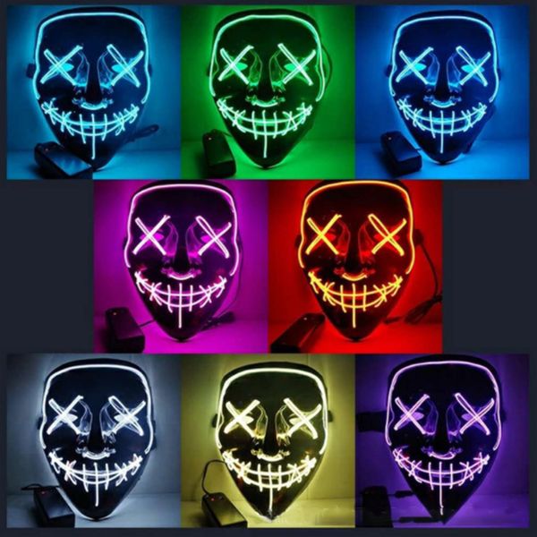 

halloween mask led maske light up party masks neon maska cosplay mascara horror mascarillas glow in dark masque v for vendetta
