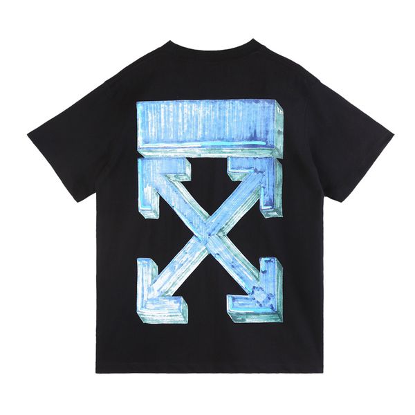 

21ss off summer t-shirt ow crayon graffiti arrow short half sleeve loose version men and women same style white clothing, White;black