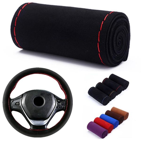 

steering wheel covers premium cover braiding car case non-slip suede matte leather for
