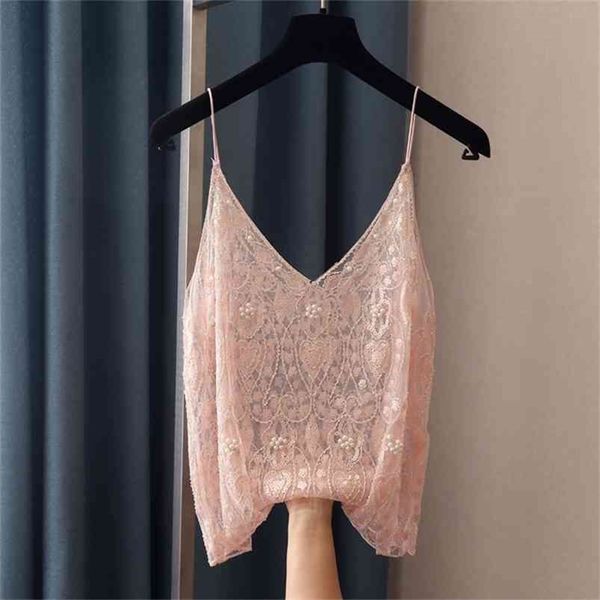 

fashion women bead work camis femme lady club camisole bling shiny women sequined tanks 210407, White