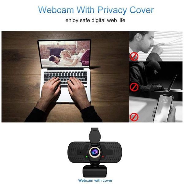

degree lens webcam with mic privacy cover usb 1080p fhd computer web camera for household accessory webcams