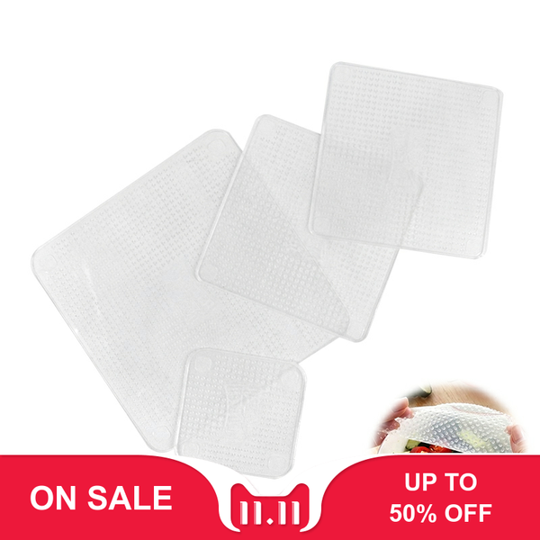 

food savers & storage containers 4pcs/set clear keeping film for kitchen vacuum fresh bag saran wrap packing bags reuse tools