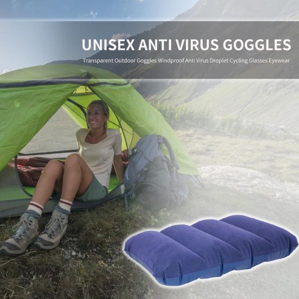 

outdoor pads inflatable pillow flocking waist cushion comfortable flocked pvc patchwork pad for travel office lunch break blue