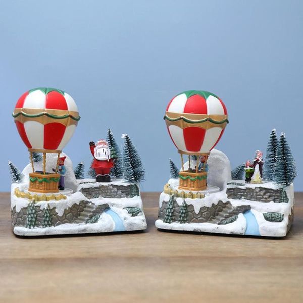 

christmas decorations rotating air balloon hut small music glowing decoration house f1r6