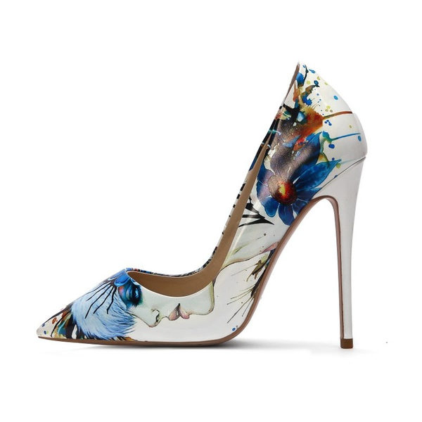 

ladies high-heeled shoes with a height of cmpointed shallow mouth classic luxury painted stiletto banquet shoes- heels1, Black