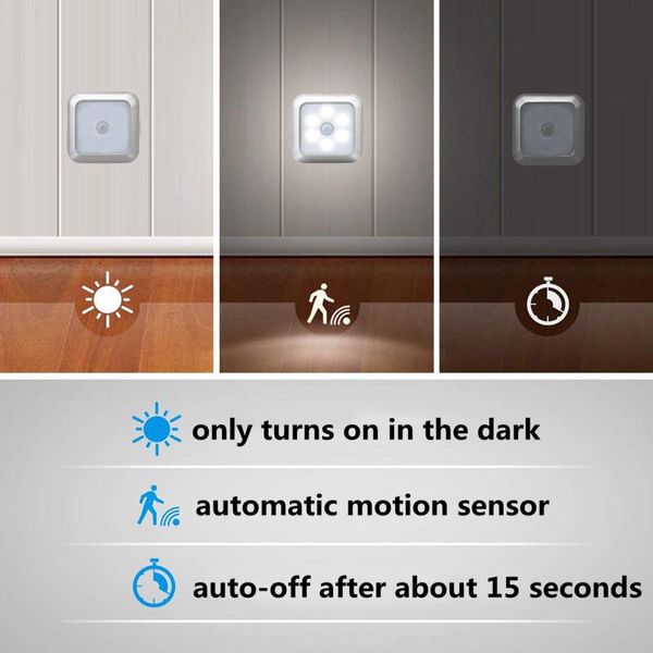 

cabinet light wireless motion sensor under wardrobe bedside lamps closet staircase kitchen 6leds battery led night lighting