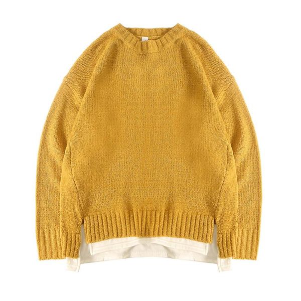 

men korean patchwork sweaters pullovers 2021 mens black fashions casual oversized knitted sweater autumn men's, White;black