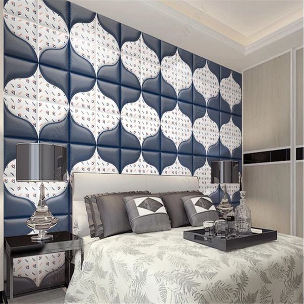 

modern stereoscopic wallpaper fashion geometric printing leather 3d soft package background wall