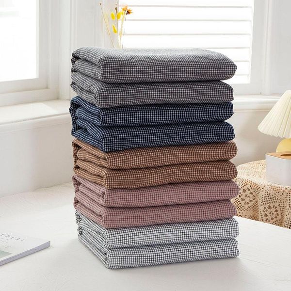 

little grid towel blanket cotton blandets soft blue white bed linen summer comforter for adults japanese style home textile blankets