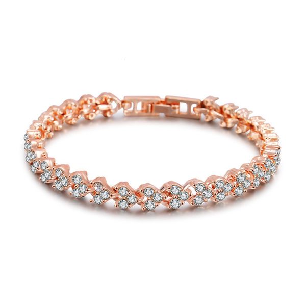 

rose gold zircon full roman crystal women's diamond fashion bracelet jewelry, Black