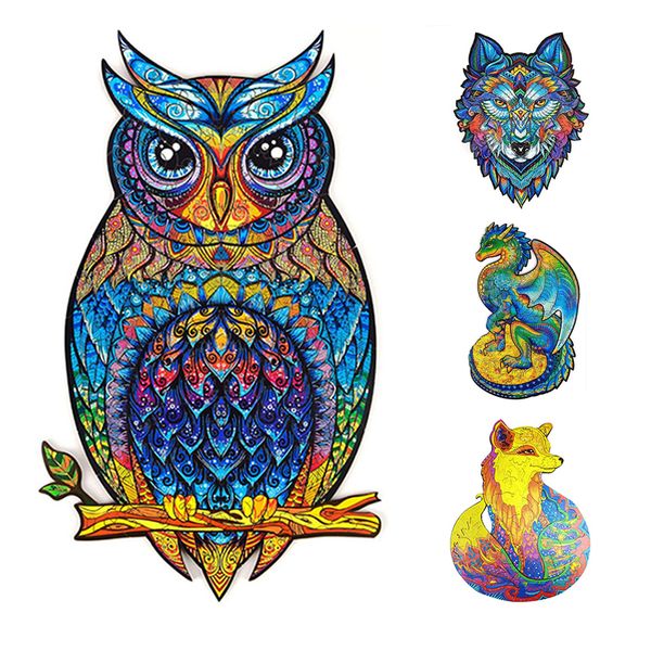 

diy wooden puzzle for adults children each piece is animal shaped christmas gift wooden jigsaw puzzle improve concentration gift, Silver