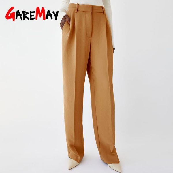 

women's pants & capris wide trousers suits autumn vintage office wear straight pant stacked elegant loose casual oversize for women, Black;white