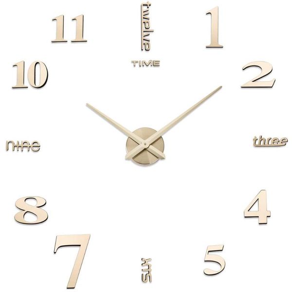 

wall clocks 3d diy clock decor sticker mirror frameless kit for home decoration orologio da parete saat zegary