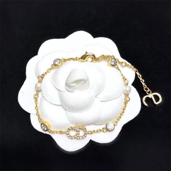 

75% off outlet online family small letter light pearl brass bracelet, Silver