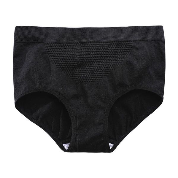 

women's panties cotton breathable seamless waist hip and abdomen comfort briefs, Black;pink