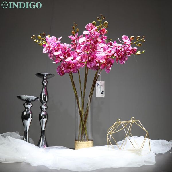 

indigo- 9pcs purple leopard phalaenopsis latex coating orchid real touch artificial flower wedding party decoration decorative flowers & wre