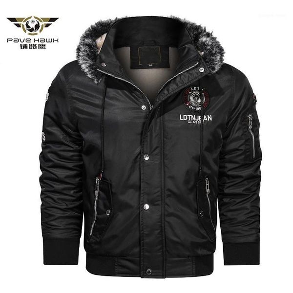 

men's down & parkas winter thick fleece parka outwear coats warm bomber jacket male overcoats outdooor windproof wool windbreakers, Black