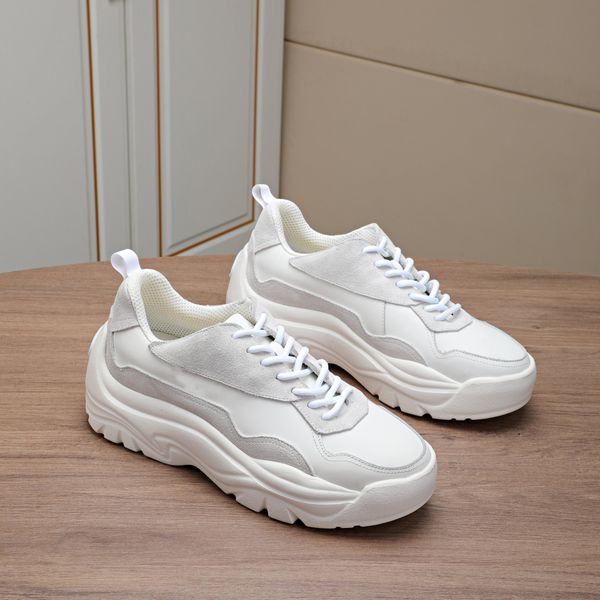 

luxury brand slave leather stitching couple shoes thick-soled men and women casual driving sneakers, Black
