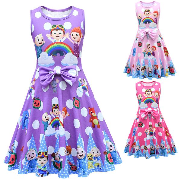 

cocomelon girls sleeveless vest children's skirt girl tutu dress 80388, Red;yellow