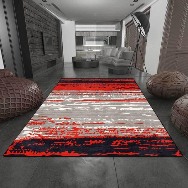

carpets 200*300cm modern abstract watercolor art red black gray block stripe living room bedroom bedside carpet floor mat customization